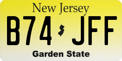 NJ license plate B74JFF