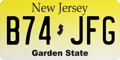 NJ license plate B74JFG