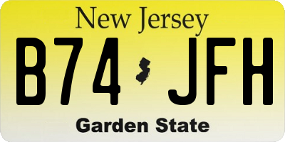 NJ license plate B74JFH