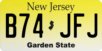 NJ license plate B74JFJ