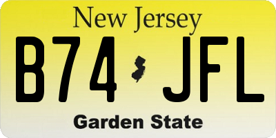 NJ license plate B74JFL