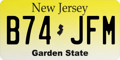 NJ license plate B74JFM