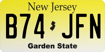 NJ license plate B74JFN