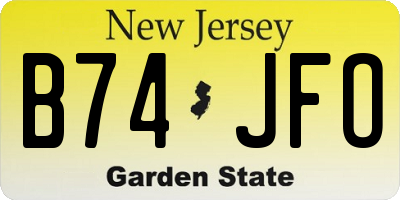 NJ license plate B74JFO