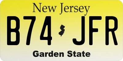 NJ license plate B74JFR