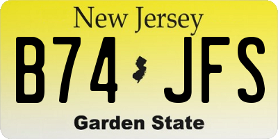 NJ license plate B74JFS