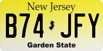 NJ license plate B74JFY