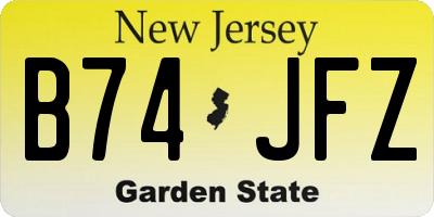 NJ license plate B74JFZ