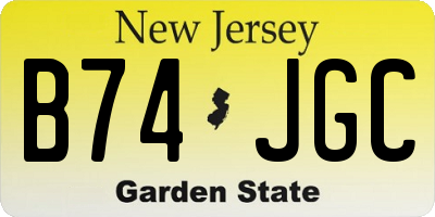 NJ license plate B74JGC