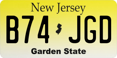 NJ license plate B74JGD