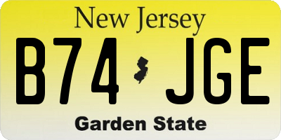 NJ license plate B74JGE