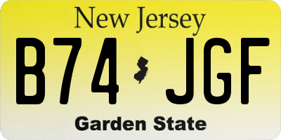 NJ license plate B74JGF