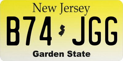 NJ license plate B74JGG