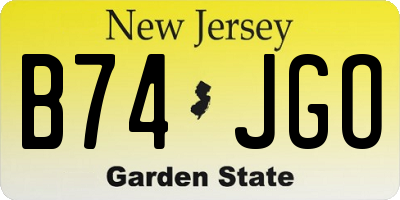 NJ license plate B74JGO
