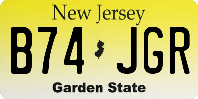 NJ license plate B74JGR