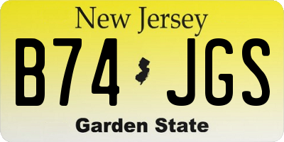 NJ license plate B74JGS