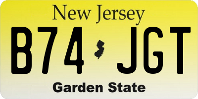 NJ license plate B74JGT