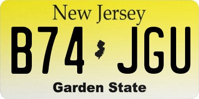 NJ license plate B74JGU