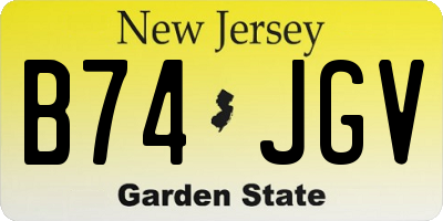 NJ license plate B74JGV