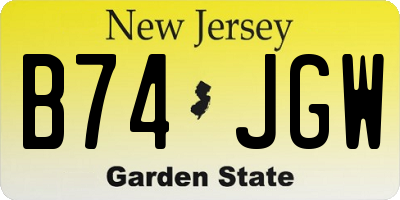 NJ license plate B74JGW