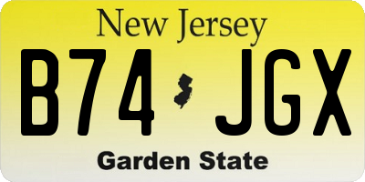 NJ license plate B74JGX