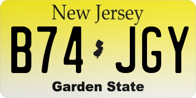 NJ license plate B74JGY