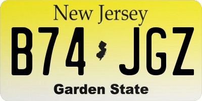 NJ license plate B74JGZ