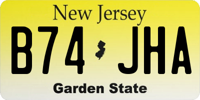 NJ license plate B74JHA