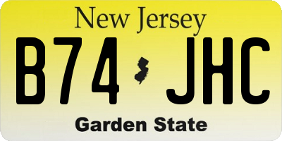 NJ license plate B74JHC