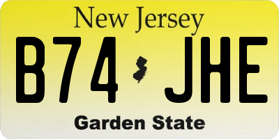 NJ license plate B74JHE