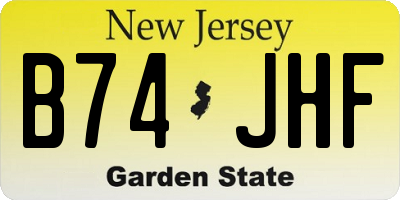 NJ license plate B74JHF
