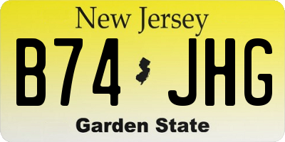 NJ license plate B74JHG