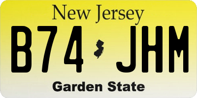 NJ license plate B74JHM