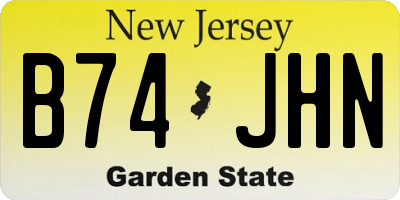NJ license plate B74JHN