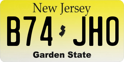 NJ license plate B74JHO