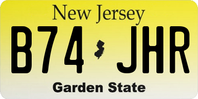 NJ license plate B74JHR