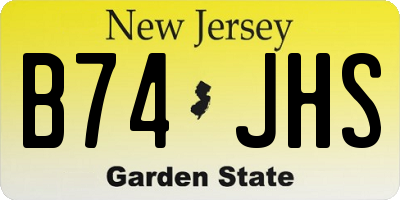 NJ license plate B74JHS
