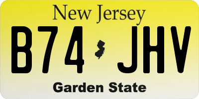 NJ license plate B74JHV