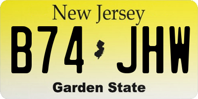 NJ license plate B74JHW