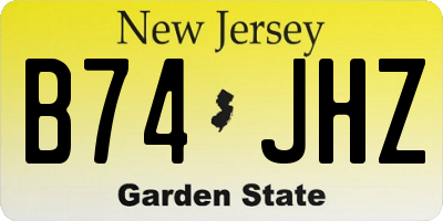 NJ license plate B74JHZ