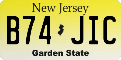 NJ license plate B74JIC