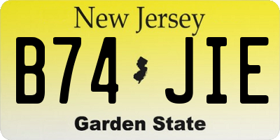 NJ license plate B74JIE