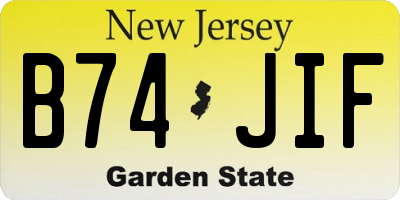 NJ license plate B74JIF