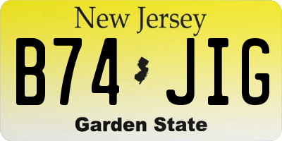 NJ license plate B74JIG