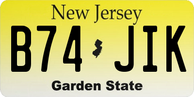 NJ license plate B74JIK
