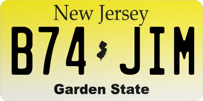 NJ license plate B74JIM