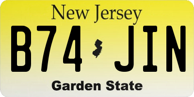 NJ license plate B74JIN