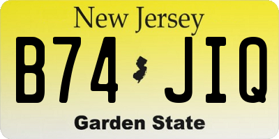 NJ license plate B74JIQ