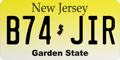 NJ license plate B74JIR