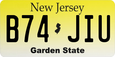 NJ license plate B74JIU
